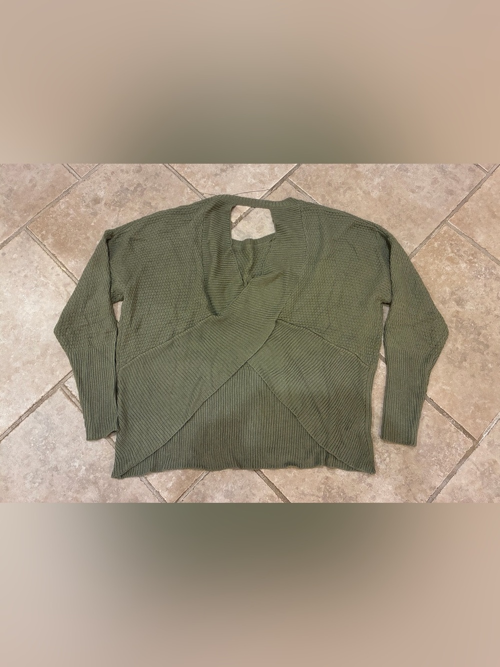 Lulu's Olive Green Off-the-Shoulder Knit Sweater